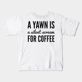 Yawn Scream Coffee Print Kids T-Shirt